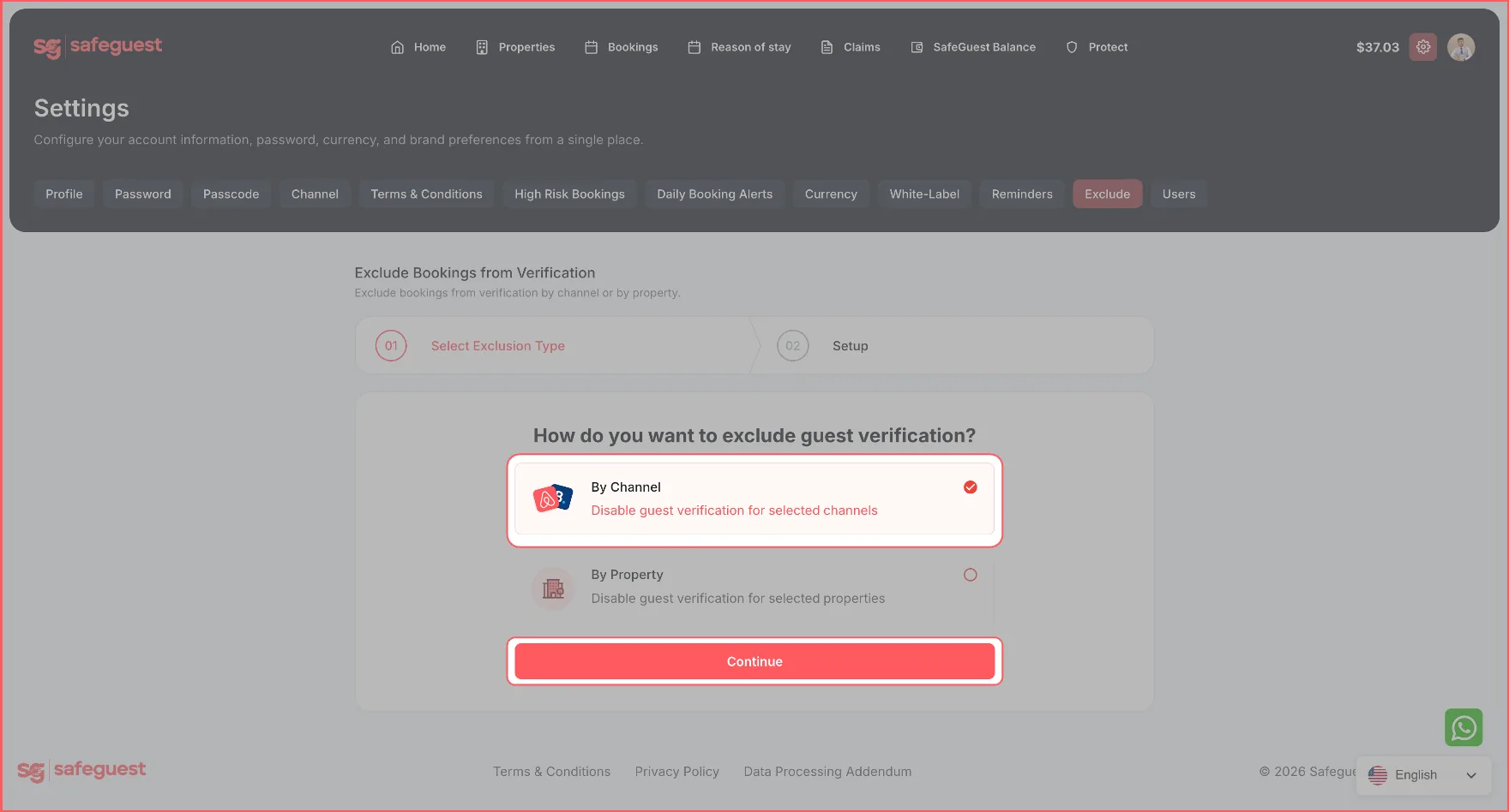 Choosing how to exclude bookings from verification