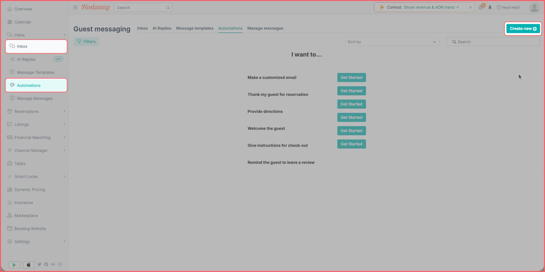 Opening Hostaway message automations