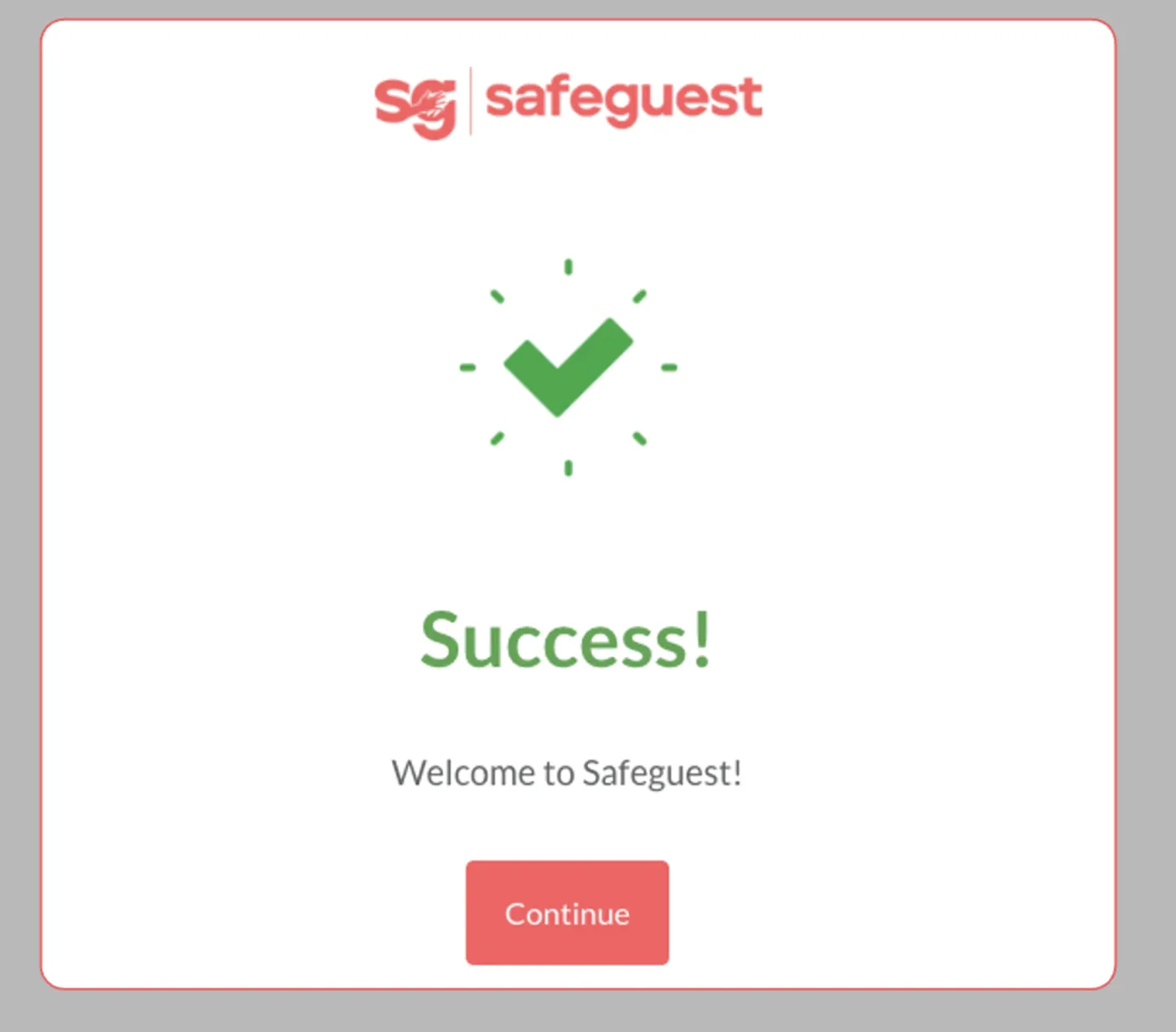 Successful SafeGuest email verification