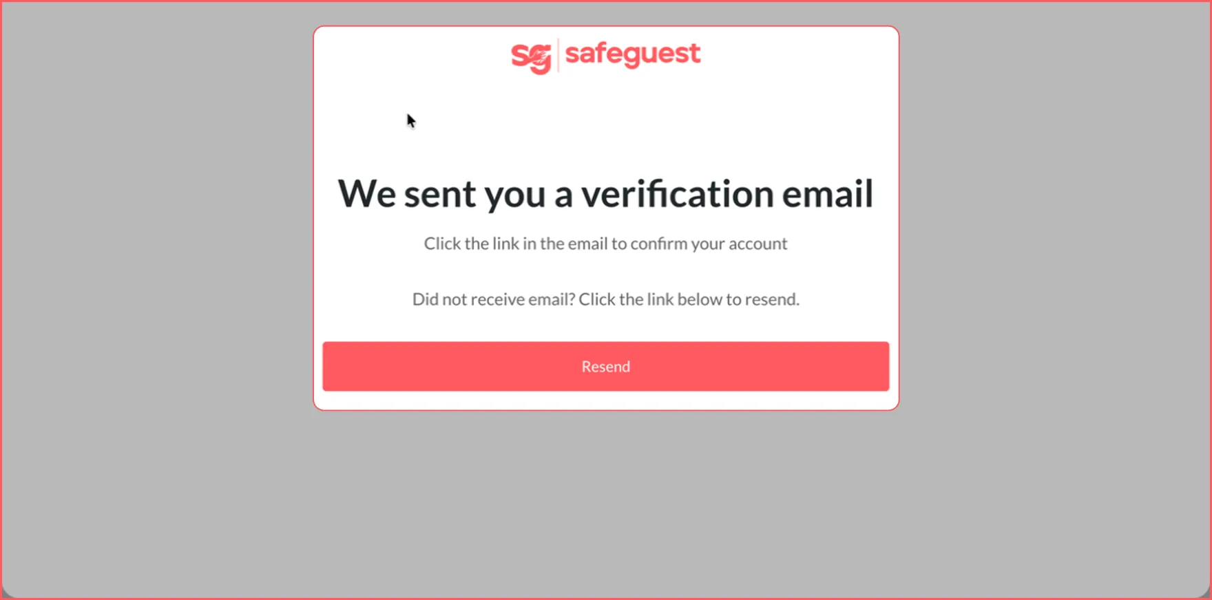 SafeGuest email verification prompt