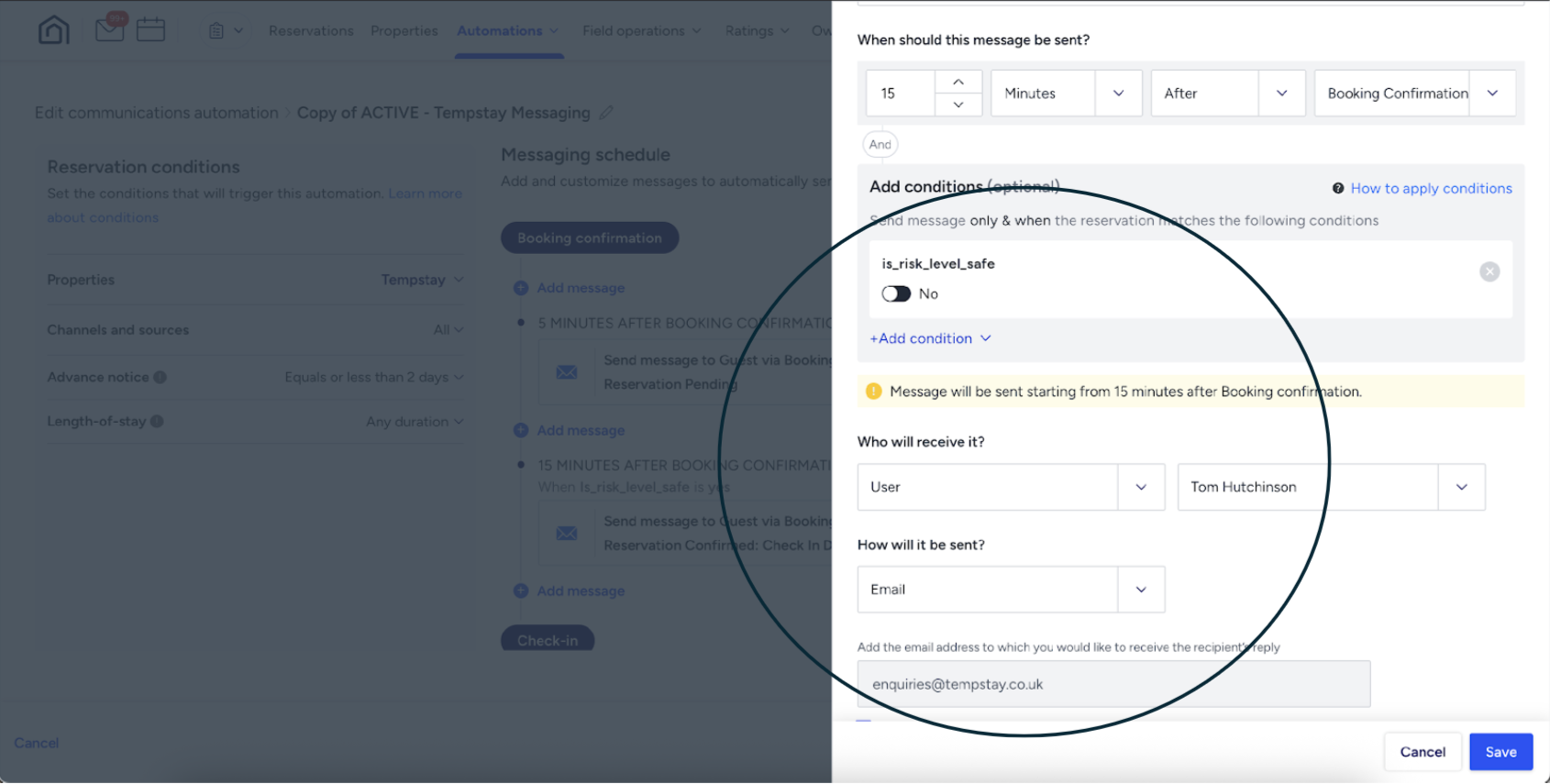 A Safeguest guest record showing a Green Risk Status