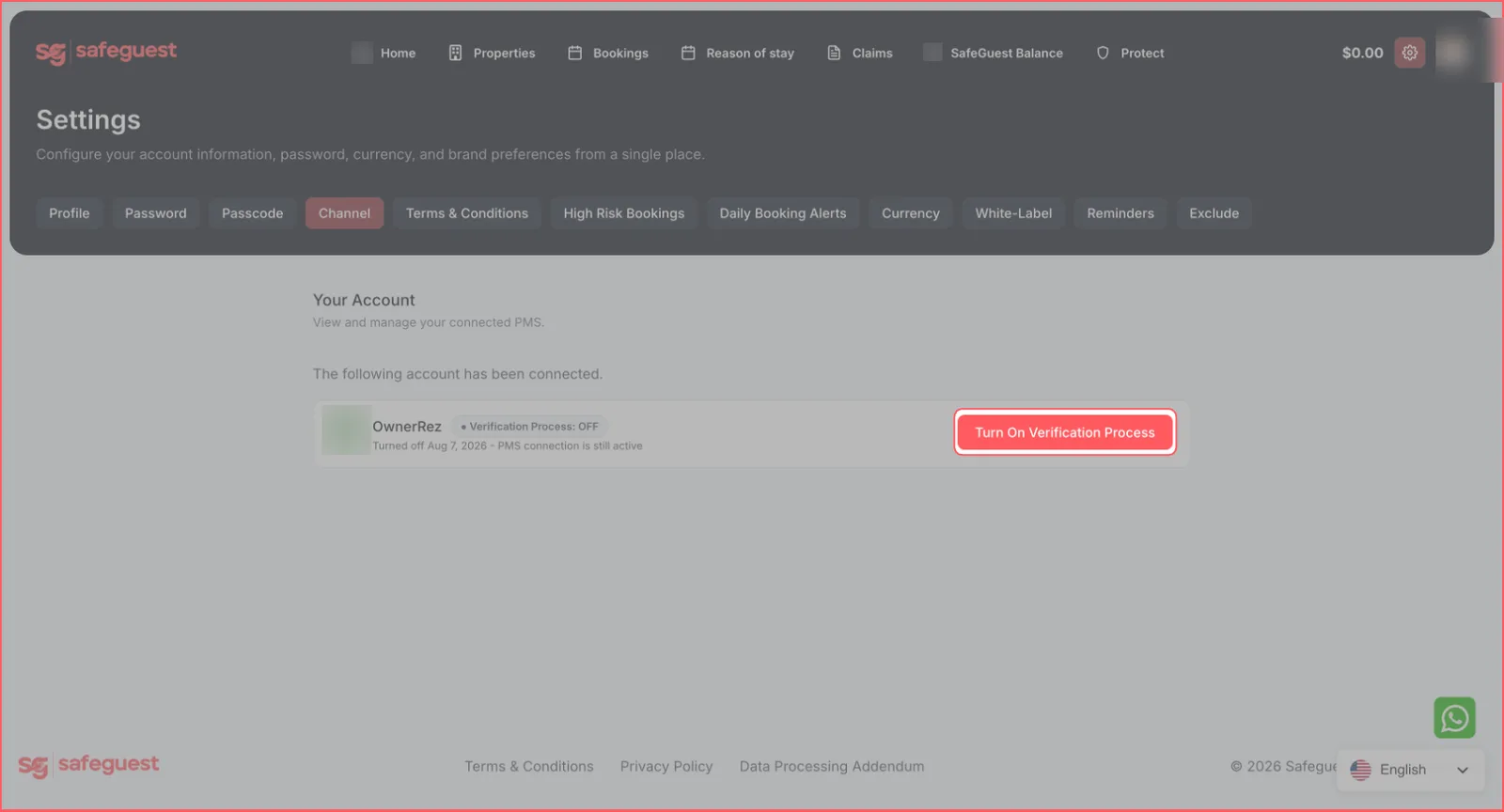 Turning on the verification process