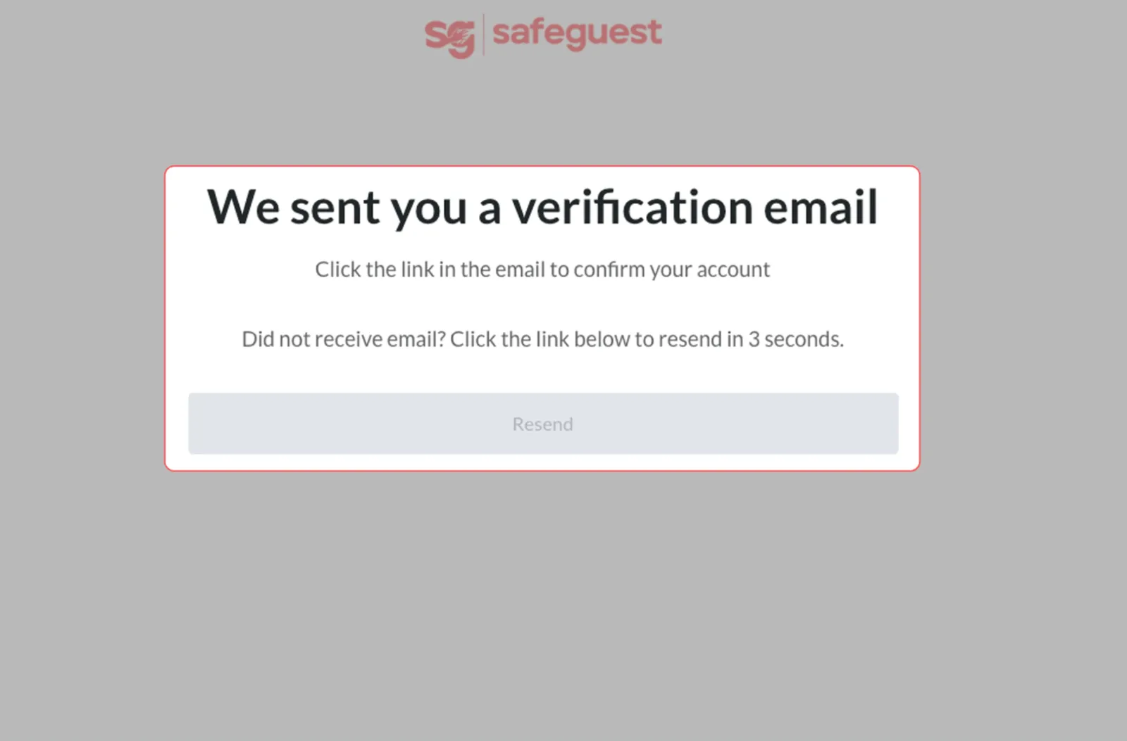 SafeGuest email verification prompt