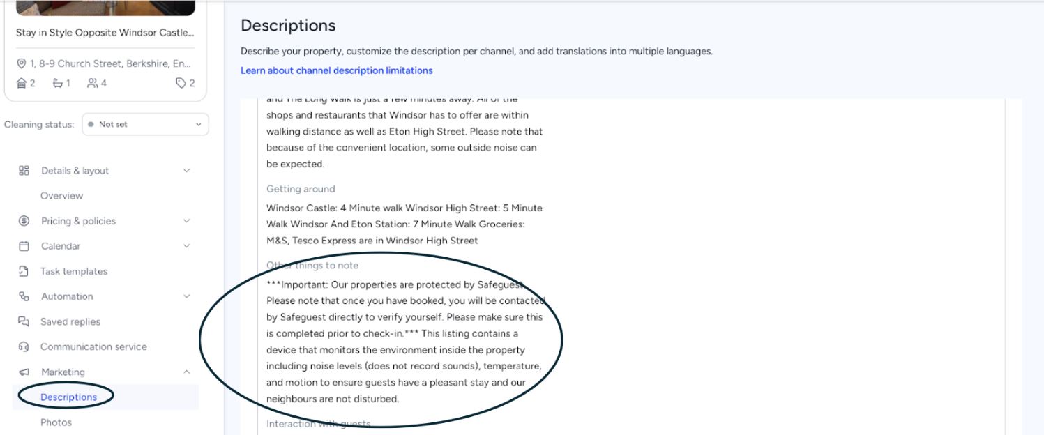 A Guesty confirmation message containing the Safeguest verification link
