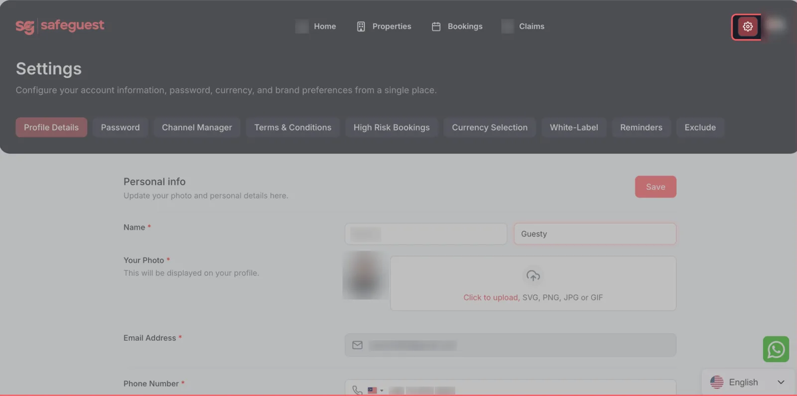 SafeGuest profile details page