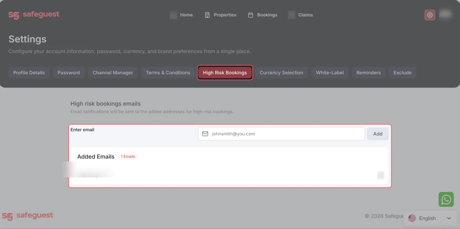 Adding notification emails for high-risk bookings