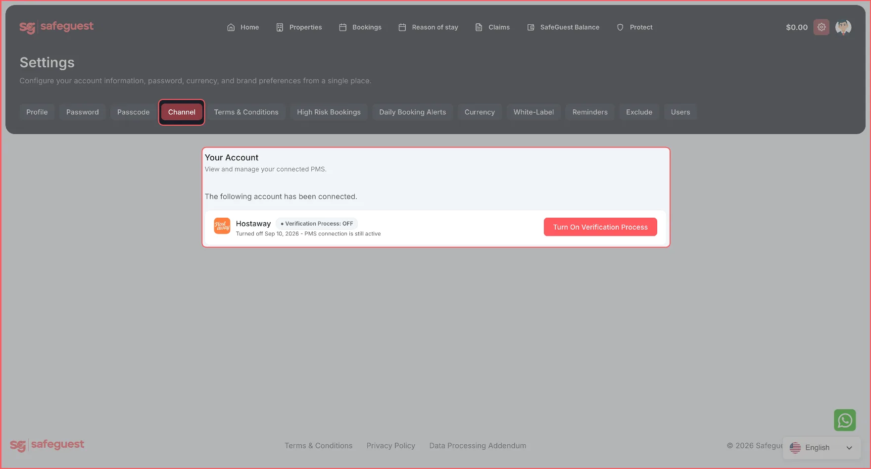Configuring a channel exclusion
