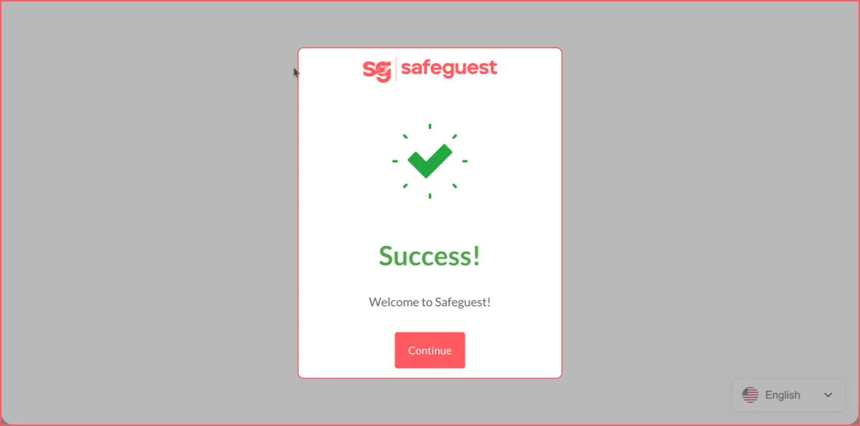 Successful SafeGuest email verification